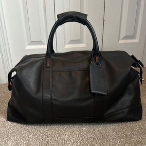 Black Leather Men's Duffle Bag